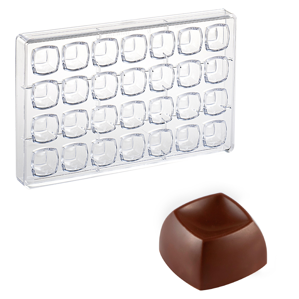 Форма для шоколадных конфет ПРАЛИНЕ мягкий квадрат арт. MA1982 (поликарбонат)